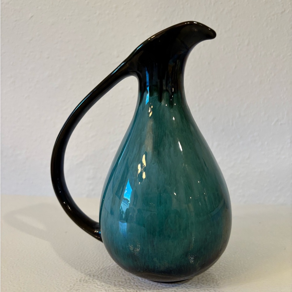 Elegant Teal and Black Ceramic Pitcher